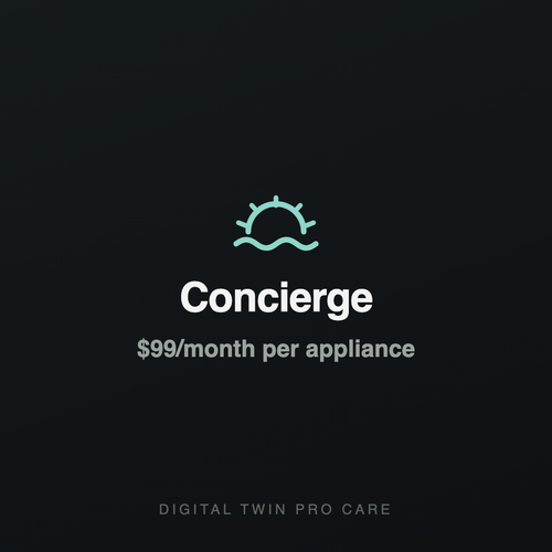 Concierge plan — $99 per month per appliance, Digital Twin Pro care