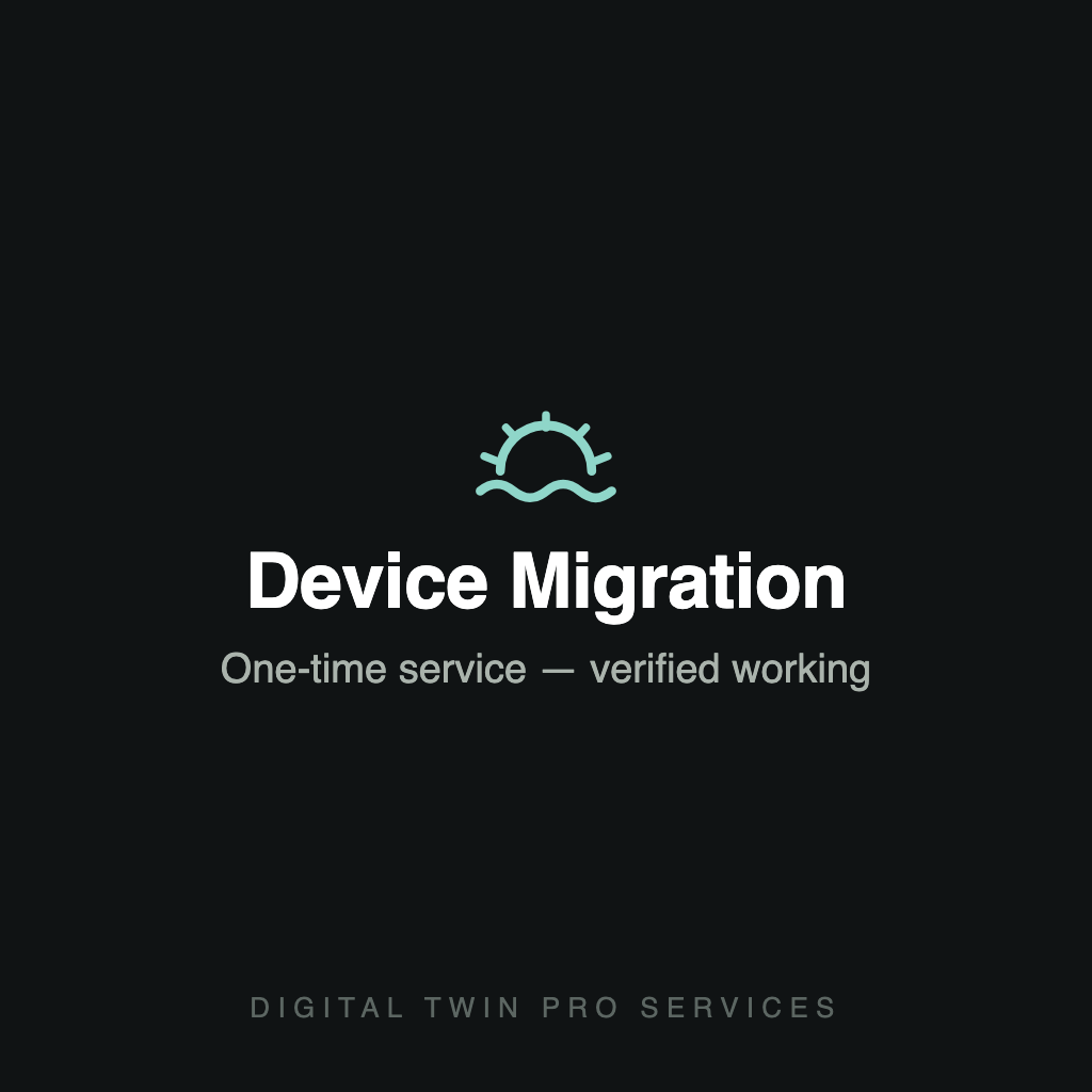 Migration to Replacement Device — one-time data and configuration transfer service for Digital Twin Pro
